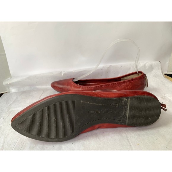 Frye Regina Deep Red Pointed Toe Flats Size 7 Rubber Sole Comfort Padded Insole - Picture 12 of 14